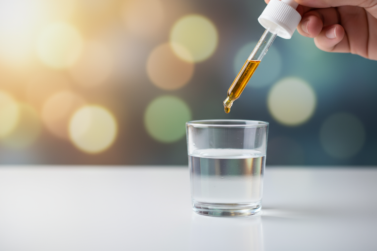 قطره آهن کودکان با قطره‌ چکان و لیوان آب